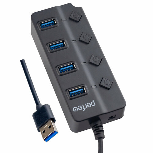 PF-H032 Black USB-HUB 4 Port, 3.0 чёрный