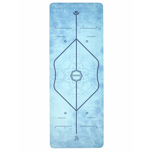 Коврик для йоги спортивный, каучук, микрофибра, голубой