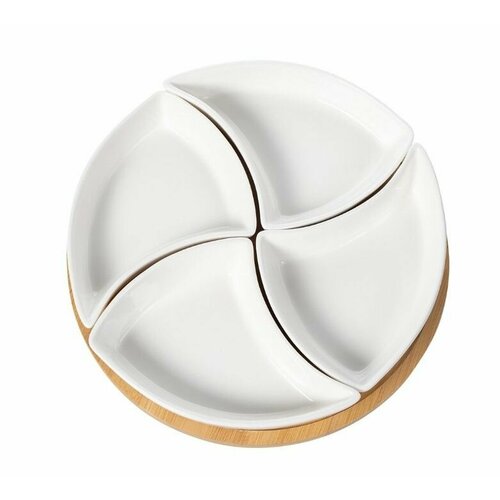 Набор из 4 сервировочных блюд на деревянной основе МЕга Менажница 5509₽