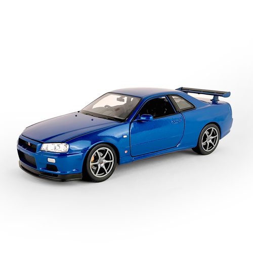 Машинка WELLY 1:24 Nissan Skyline GT-R R34 синий игрушка модель машины 1 34 39 nissan skyline gt r r34 игрушка машинка