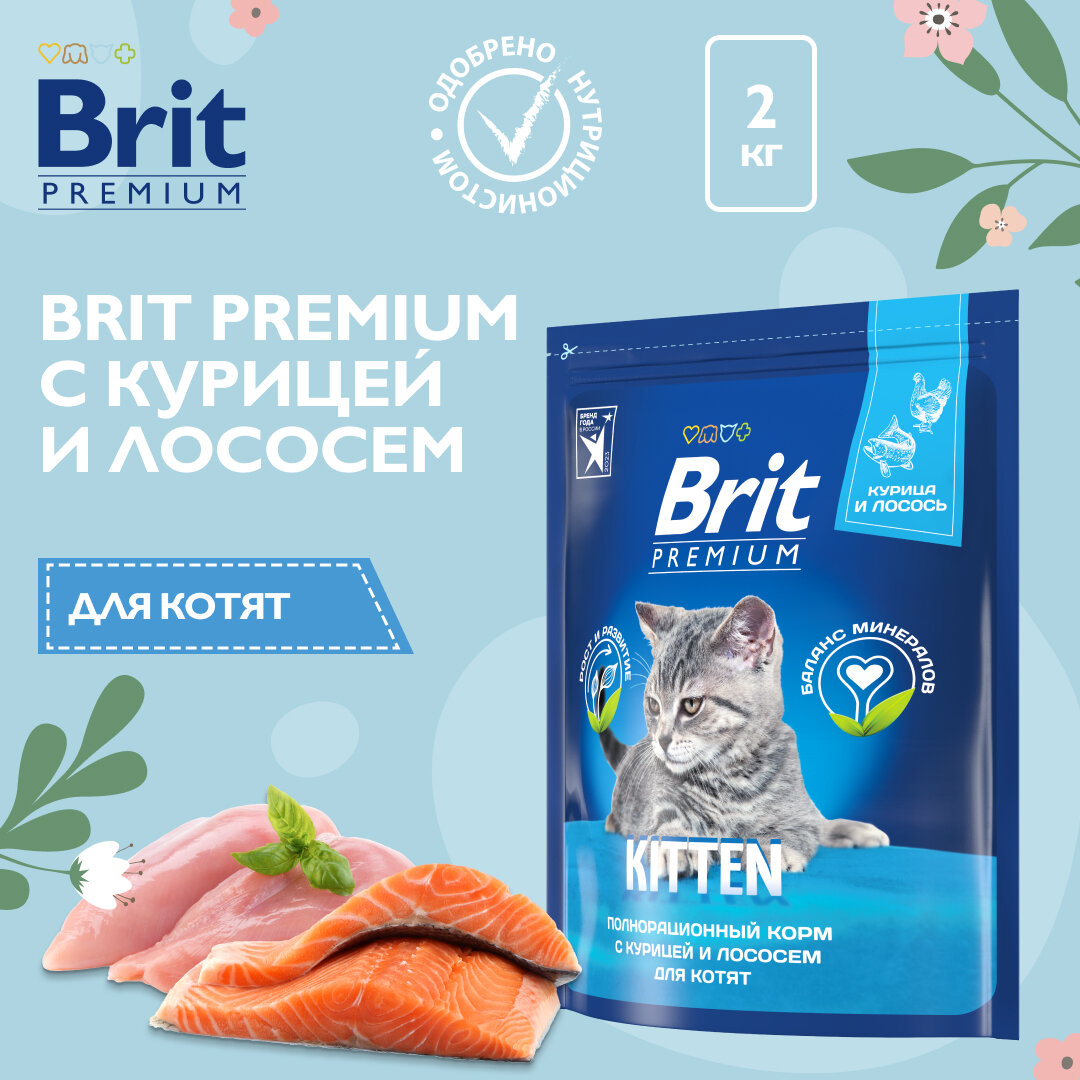 Сухой корм для котят Brit Premium Cat с курицей 2 кг