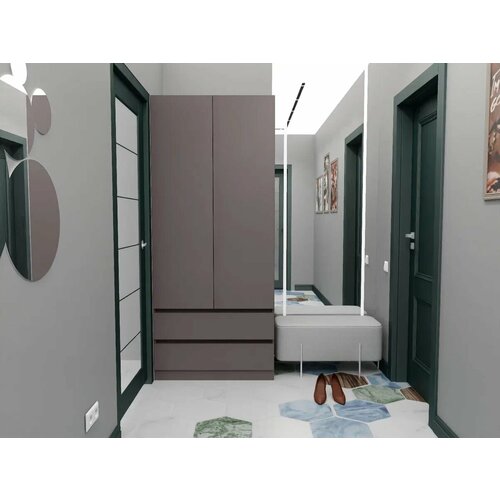 Шкаф Атланта Light ША800/2Я Серый(Графит)