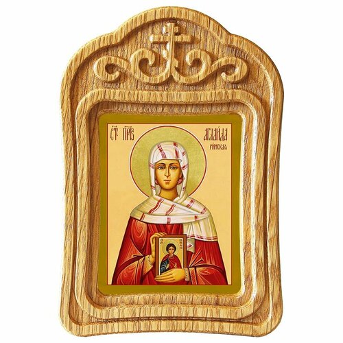 Праведная Аглаида Римская, икона в резной деревянной рамке
