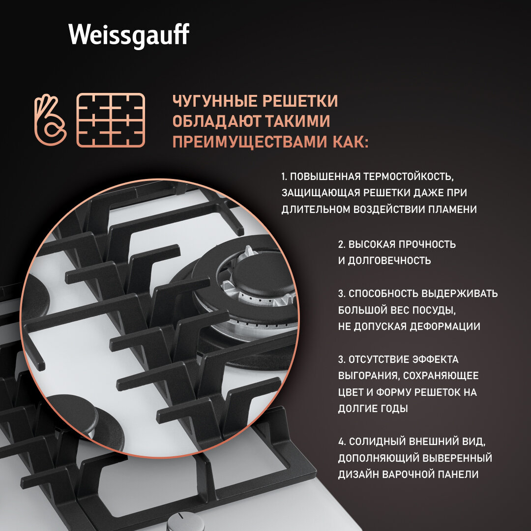 Встраиваемая газовая панель WEISSGAUFF - фото №5