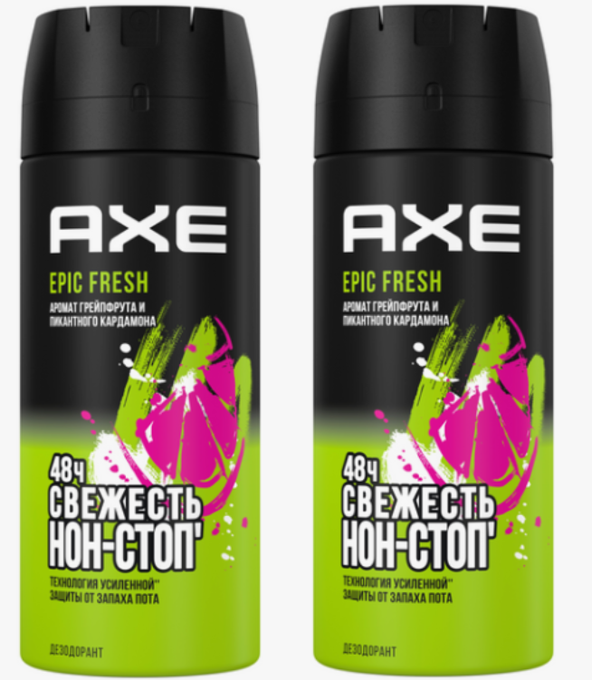 Дезодорант спрей Axe Epic Fresh, 150 мл, 2 шт