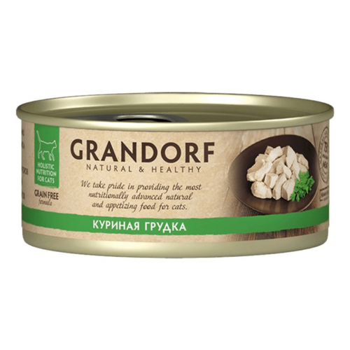 Влажный корм для кошек GRANDORF консервы с куриной грудкой 70 гр (6 штук)
