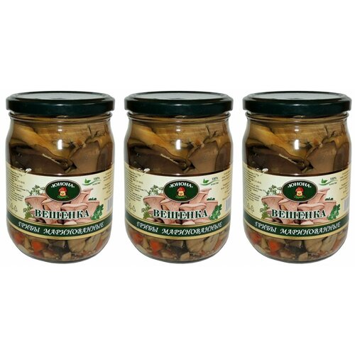 Юнона Грибы маринованные Вешанка, 500 г, 3 шт