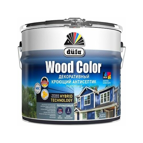 Декоративный Кроющий Антисептик Dufa Wood Color 2.5л Белый по Древесине, Полуматовый для Внутренних и Наружных Работ / Дюфа Вуд Колор.