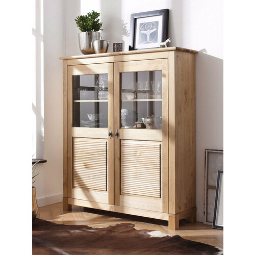 Шкаф для посуды ММЦ Гостиная Рауна 20 бейц масло из массива сосны 25614₽