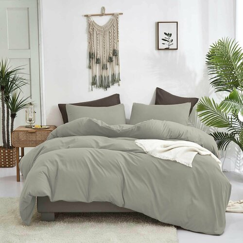 Комплект постельного белья Sweet Sleep Factory KLSR2-70-160 Однотонное Серебристый 2 спальный Сатин наволочки 70x70 простынь на резинке 3490₽