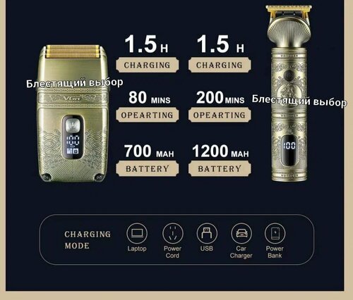 Набор для стрижки волос, бороды и усов 2 В 1 VGR Voyager V-649 ...