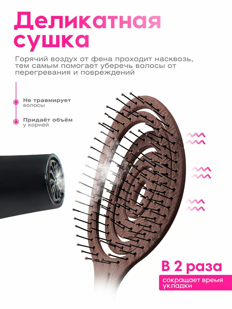 Расческа Arkatique, антистатическая, для всех типов, коричневая