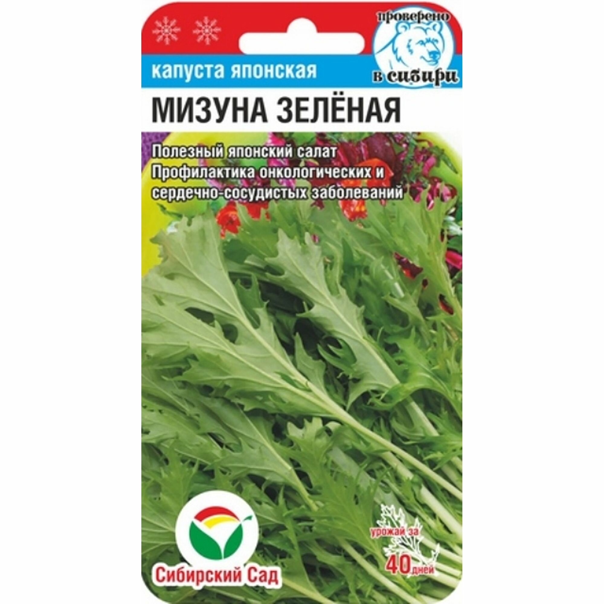 Семена Капуста японская Мизуна зеленая Сибирский Сад 1 пачка - 0.5г семян