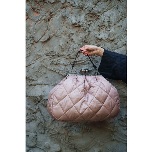 Сумка клатч Madame Reticule, фактура гладкая, стеганая, матовая, пудровый