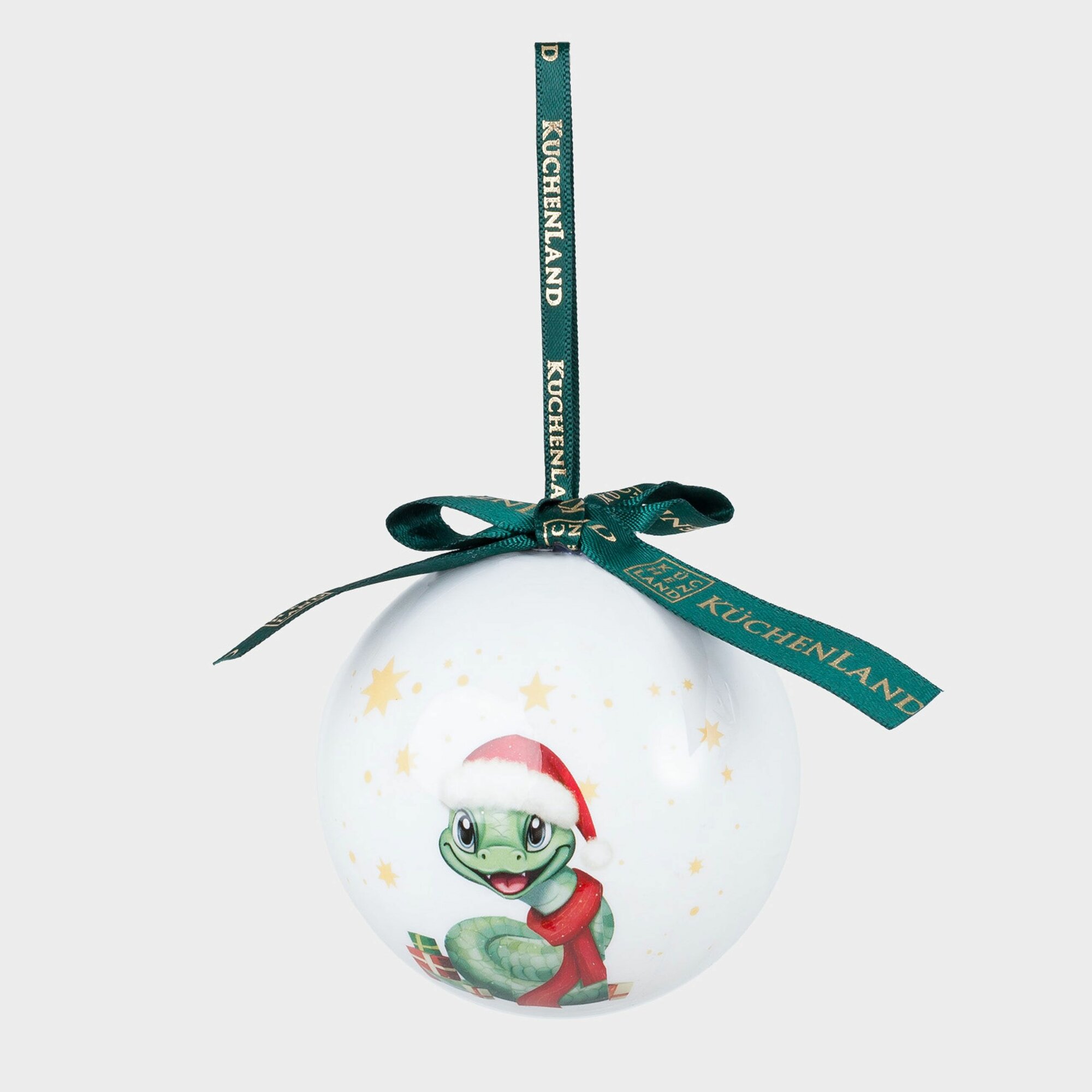 Игрушка елочная, 7 см, пенопласт, Шар, Змея в шапке и шарфе, Ball print — фото 1