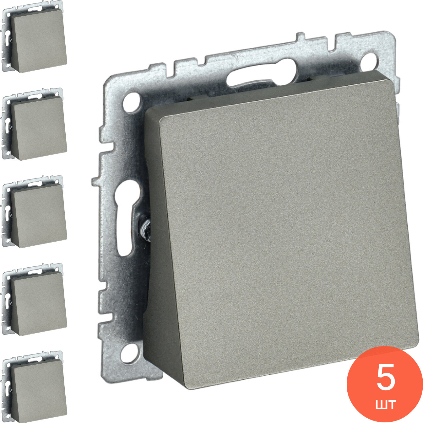 Вывод кабеля IEK / ИЭК Brite МВ10-БрШ скрытой установки из пластика цвет шампань 70.8х70.8х23.1мм IP20 / электрика (комплект из 5 шт)