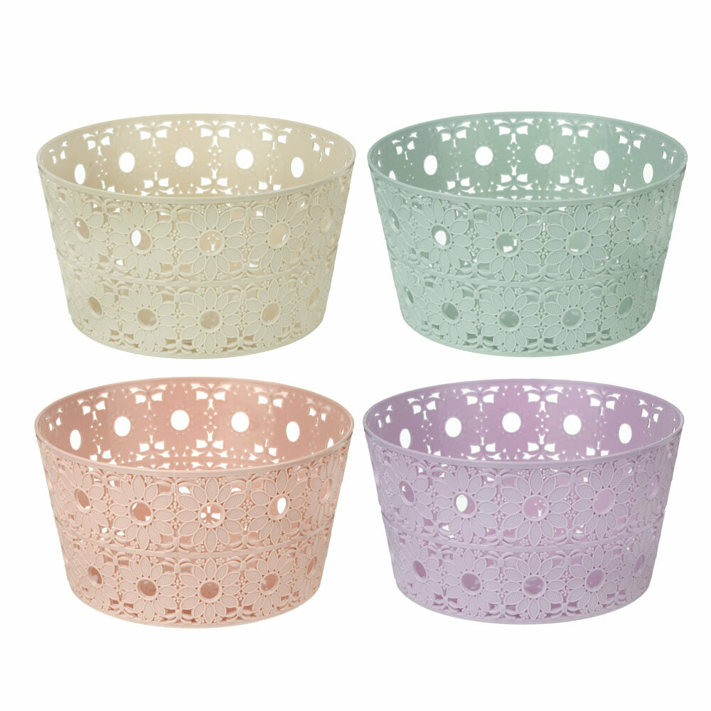 4 Корзинки (комплект) универсальная, d21,7х11,7см, пластик, 4 цвета 406-130