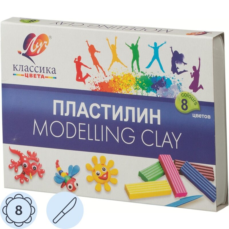 Пластилин Луч "Классика" 160 гр, стек, 8 цветов (12С-867-08)