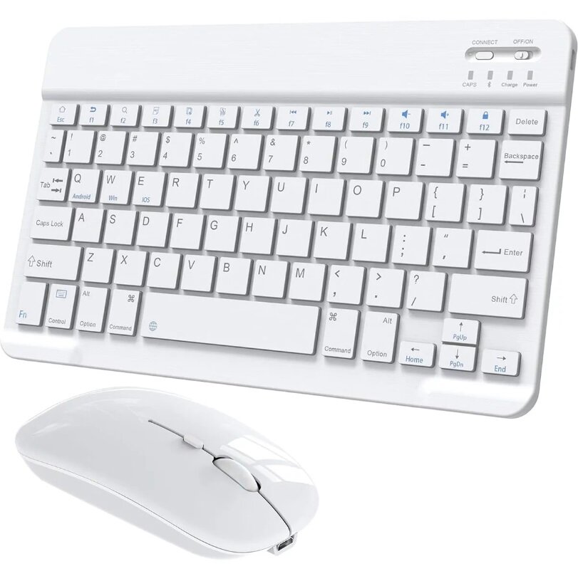 Беспроводная клавиатура + мышь, Kit Accessories Bluetooth, RUS гравирока, Белый
