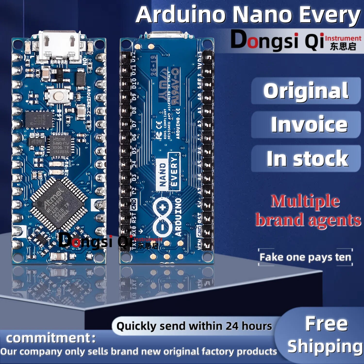 1 шт./лот Arduino Nano каждый с разъемами ABX00033 ATMega4809 макетная плата 100% оригинальный запас