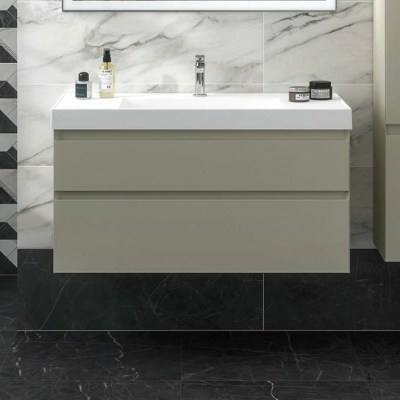 Тумба с раковиной KERAMA MARAZZI Cubo 100, подвесная, лимо матовая