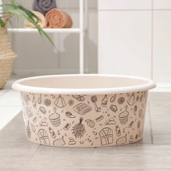 Таз Альтернатива круглый "Русская банька", 15 л, пластик (М2557)