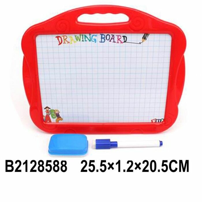Доска для рисования КНР двухсторонняя, 8019В разлинованная, с маркером и губкой, в пакете (2128588)
