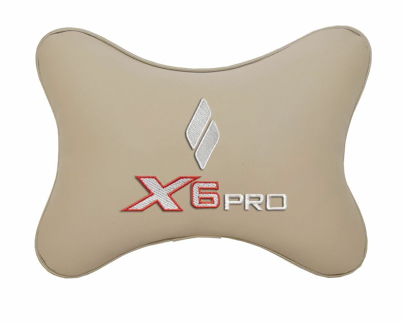 Подушка на подголовник автомобильная бежевая экокожа LIVAN X6 Pro