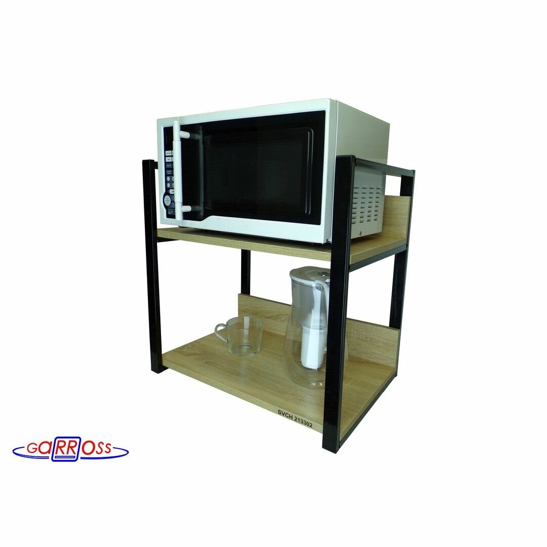 Кронштейн для микроволновки с бортиками, высота 54 см "MAIMA 213302" полки 35х60 дуб сонома, каркасы черные