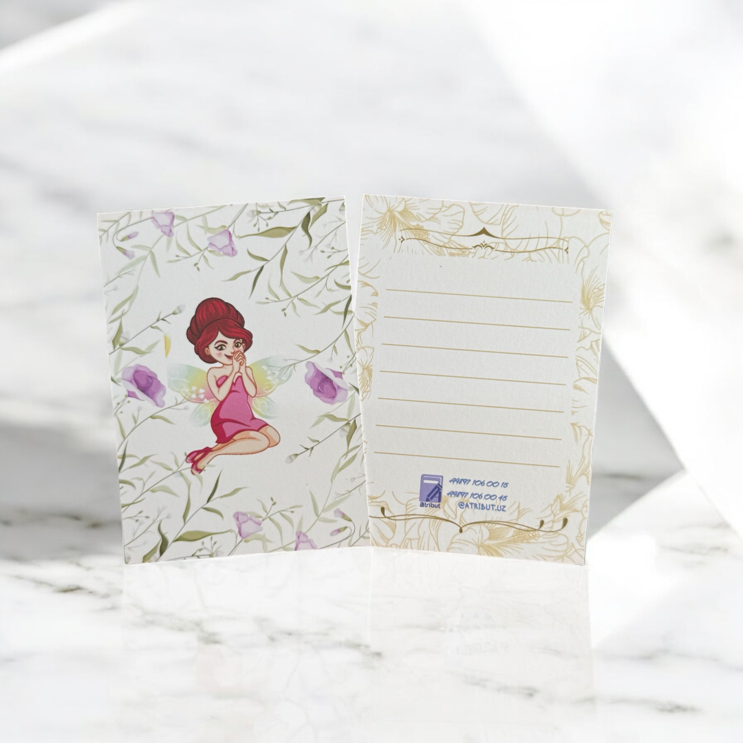 Набор мини-открыток «Фея» — 8 волшебных дизайнов, матовая поверхность, место для пожеланий. — фото 1