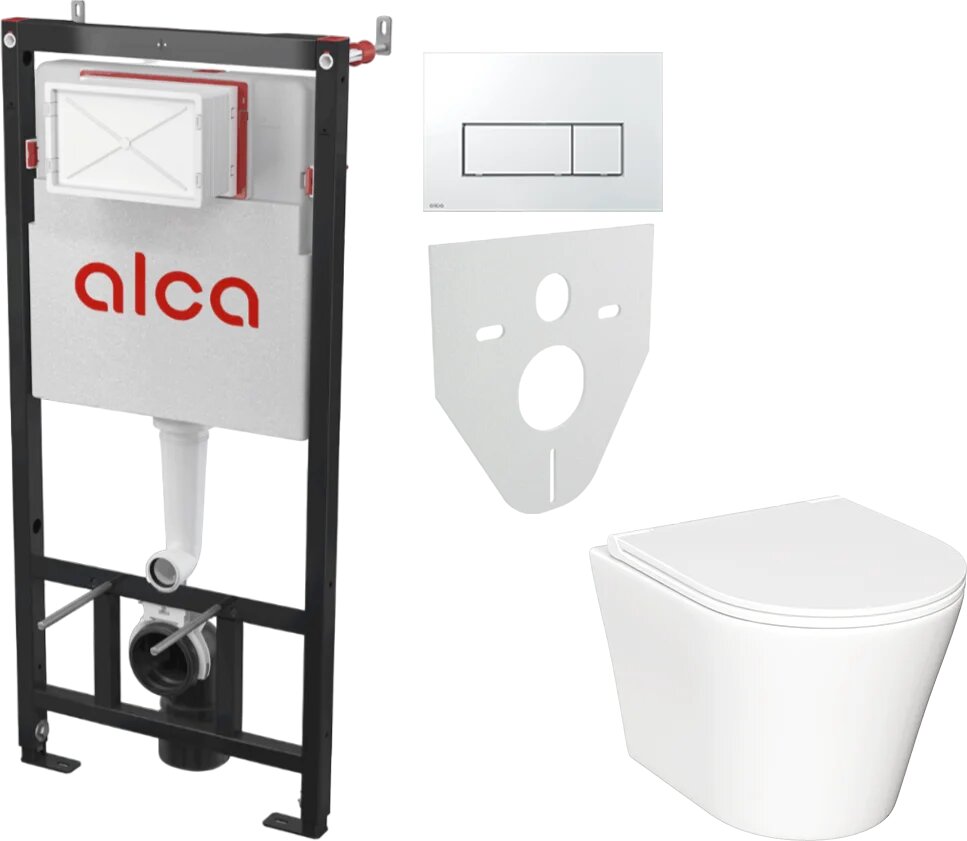 Комплект 2 в 1 Унитаз подвесной Ceramicanova Forma CN3011 / Инсталляция с кнопкой AlcaPlast AM101/1120-4:1 RU M571-0001 цвет хром глянец