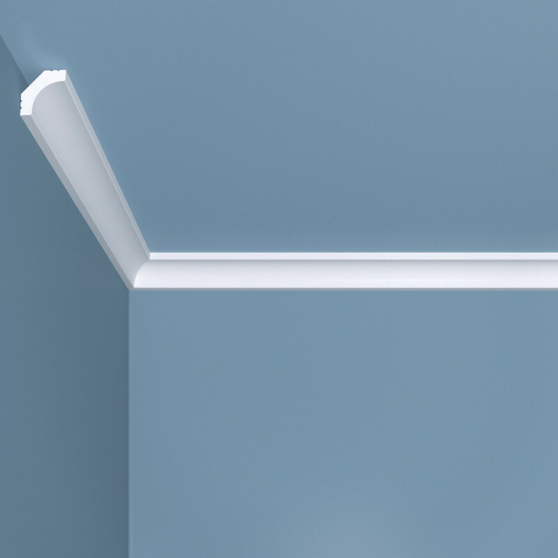 Плинтус потолочный 19x19 ммкарниз под покраску полистирол полиуретановый белый 1метр