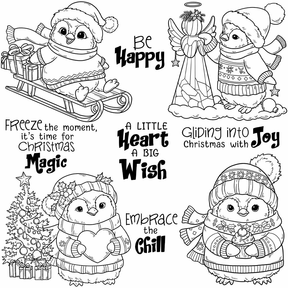 Mangocraft силиконовые штампы зимние пингвины гном clear stamp