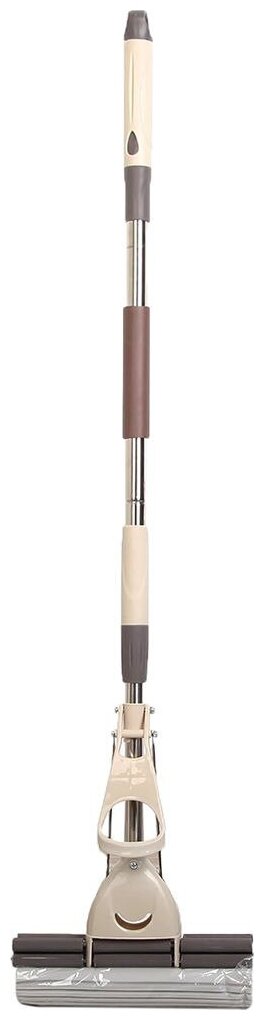 Доляна Швабра для мытья пола с двойным роликовым отжимом Доляна, насадка ПВА 28×6 см, телескопическая стальная ручка 105-130 см