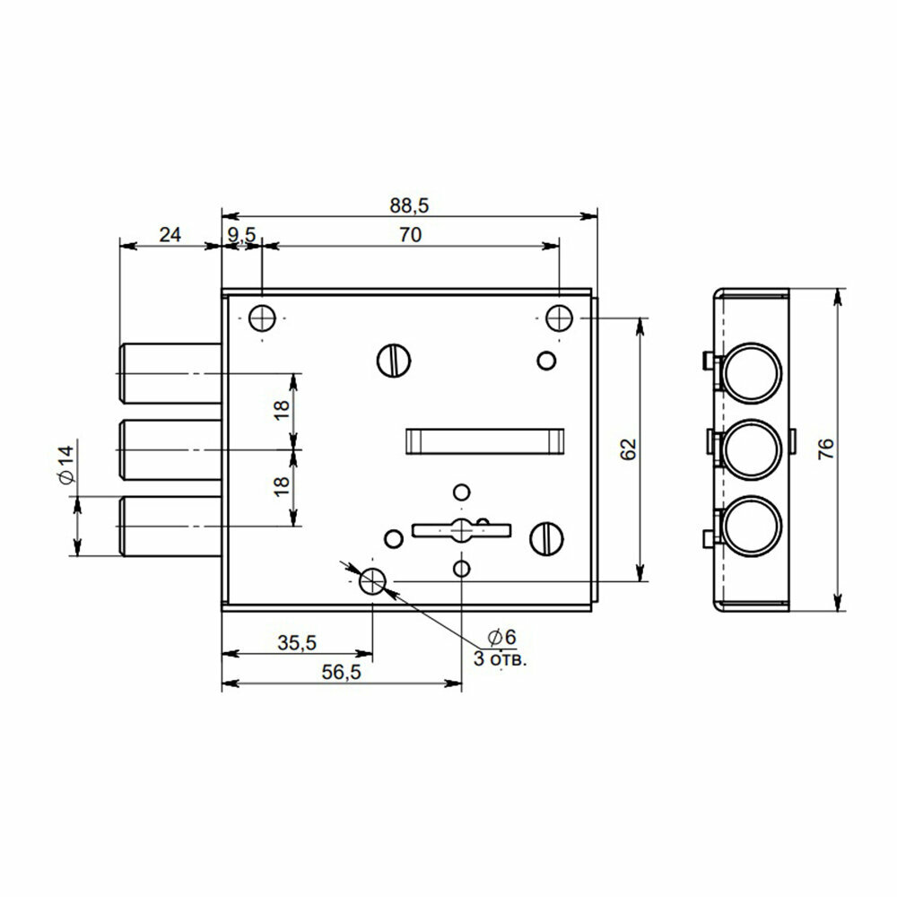 Замок накладной Симеко БИФ-025-1*2 сейфовый