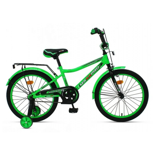 фото Детский велосипед maxxpro onix 16" зелёно-чёрный с боковыми колесами