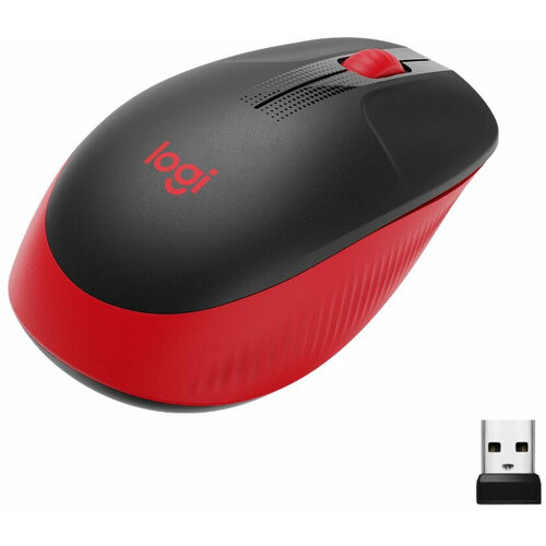 Мышь Logitech M190 черный/красный оптическая (1000dpi) беспроводная USB (2but) мышь acer omr136 красный оптическая 1000dpi беспроводная usb для ноутбука 2but