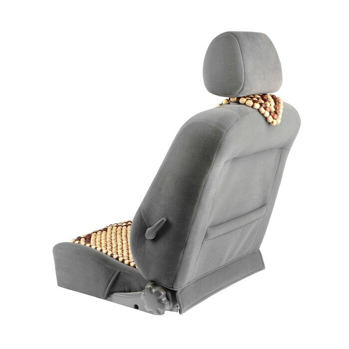 Накидка на сиденье "Nova Bright" массажная с подголовником (деревянная покрытая светлым лаком) (127х38см)