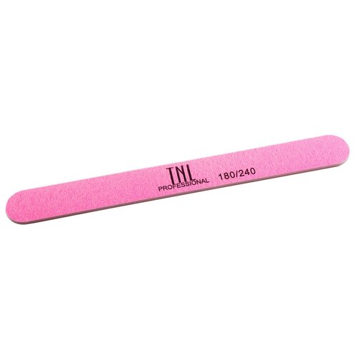 TNL Professional Пилка узкая высокое качество пластиковая основа, 180/240 грит (в индивидуальной упаковке), розовый