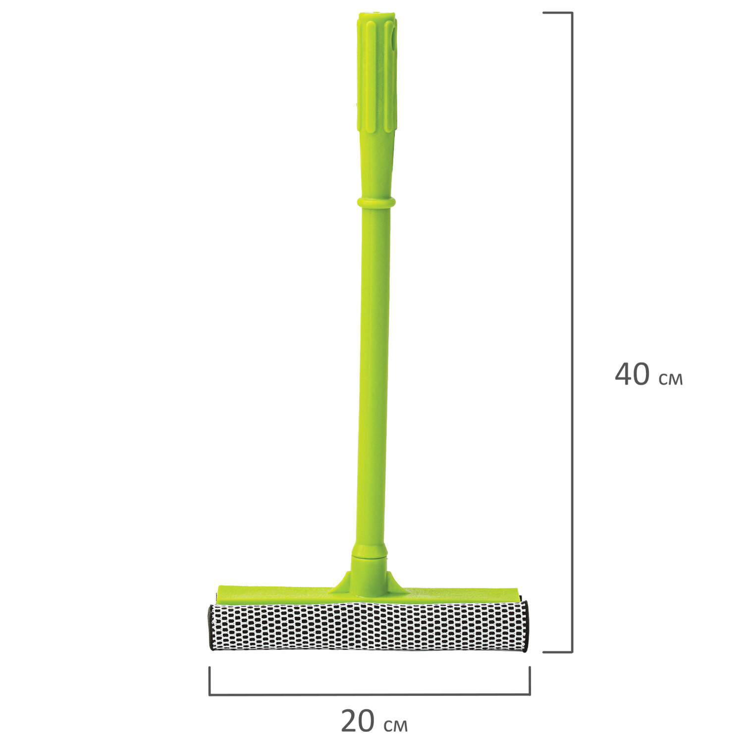 Щетка для мытья окон Любаша , пластиковая ручка 40 см, рабочая часть 20 см (стяжка, губка, ручка)