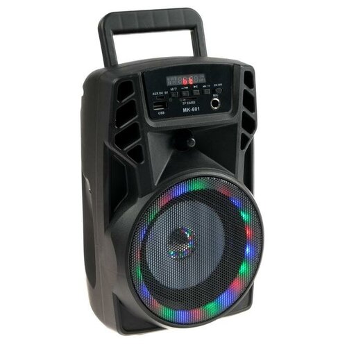 Luazon Home Портативная колонка LAB-08 MK-601, 5Вт, 600 мАч, TF, FM, AUX, USB, MIC, с подсветкой,черная