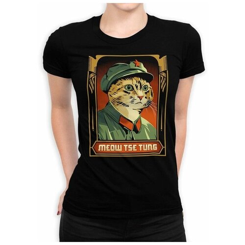 фото Футболка design heroes котик революционер / chairman meow женская черная 2xl
