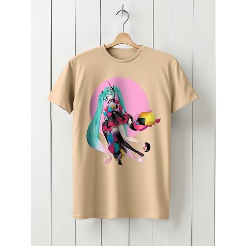 фото Футболка твоя футболка!, хлопок, принт сюжетный, размер xs, бежевый