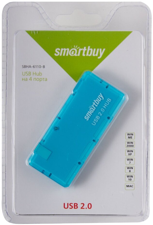 USB 20 Хаб Smartbuy 6110 4 порта голубой (SBHA-6110-B)