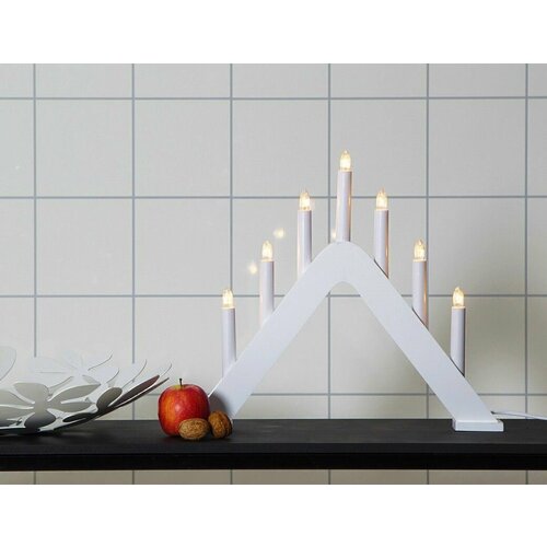 Декоративный светильник-горка JARVE, деревянный, белый, 7 тёплых белых ламп, 41х36 см, STAR trading 241-74