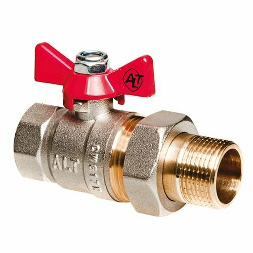 фото Кран шаровой полный проход с накидной гайкой бабочка 1" ALTSTREAM