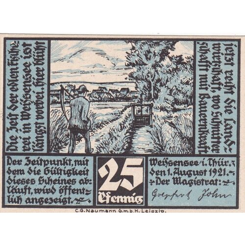 Германия (Веймарская Республика) Вайсензе 25 пфеннигов 1921 г. (2) германия веймарская республика тетеров 25 пфеннигов 1921 г 2