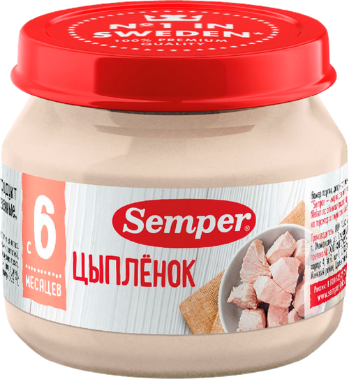 Пюре Semper цыпленок 6 месяцев 80г