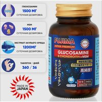 Витамины FUJIMA Глюкозамин + Хондроитин + MSM для суставов и связок, 360 таблеток