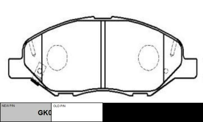 Колодки тормозные передние (новый № GK0742) Nissan March (K12) 02- Cube (_Z11) 02- Bluebird Sylphy Kia (G11) 05- ADWingroad (Y12) 05- Note (E11) 05- Tiida (_C11) 04- Mazda Familia (VAY12) Mitsubishi Lancer Cargo (CVZNY12)